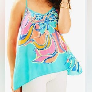 Lilly Pulitzer Seaside Aqua Breezy Babe Fleur Top Size Small